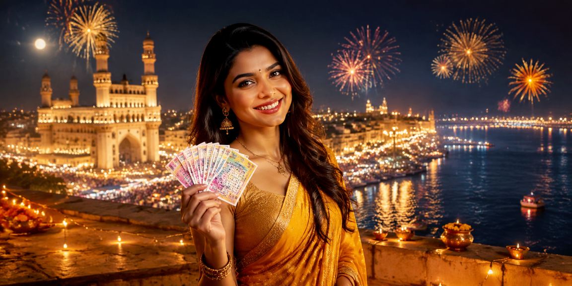 Hyderabad Charminar festival night with lottery activity