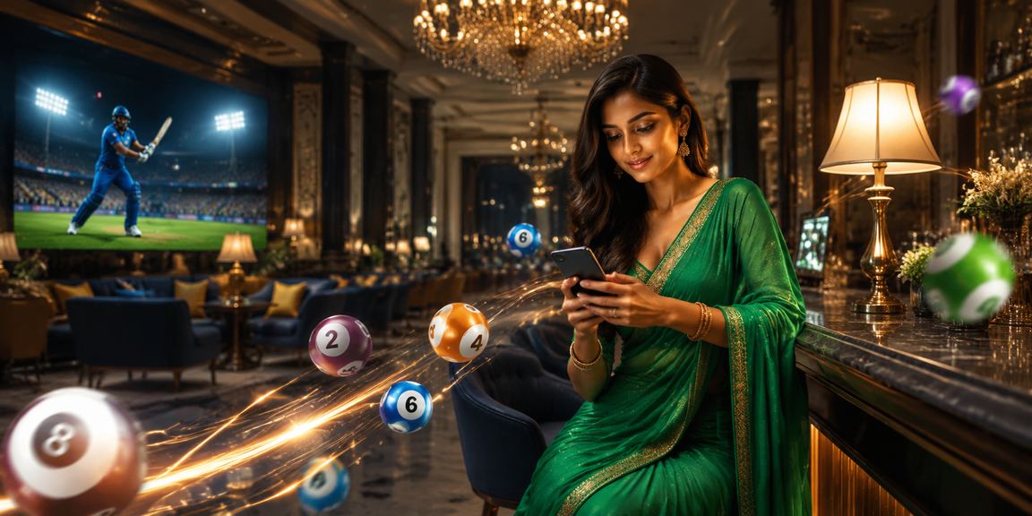 Indian woman using mobile cricket betting app